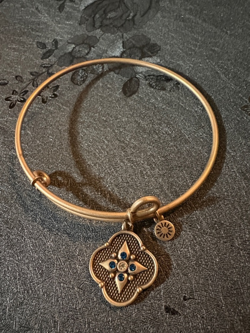 SOL BALANCE OF LIFE ANTIQUE GOLD COLOR FINISH BANGLE BRACELET - Picture 2 of 8
